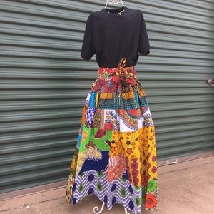 African Traditional Print Maxi Skirt